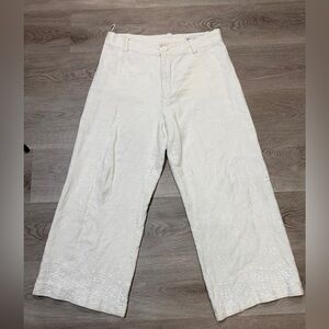 Zara Cream Textured Linen Pants